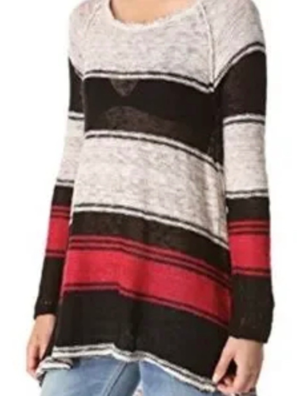 Free People Crochet Pullover Sweater Relaxed Fit Extra Small XS Striped Tunic